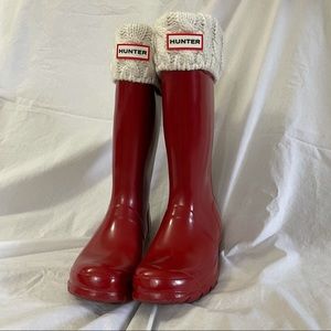 Red Hunter Boots with Socks